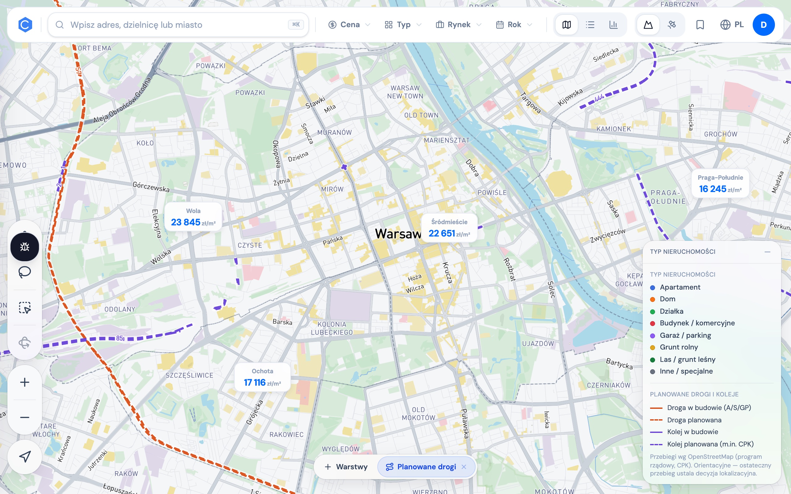 Dzielnice i planowana infrastruktura